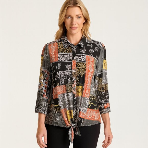 Nygard Patchwork Versatile Button Down Blouse NWOT Size Med - Picture 1 of 5